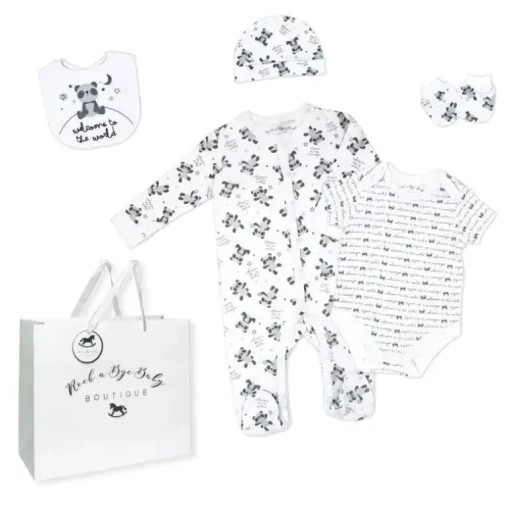 Rose Textile - Conjunto de 5 bolsas de malha neutras para bebês Panda World