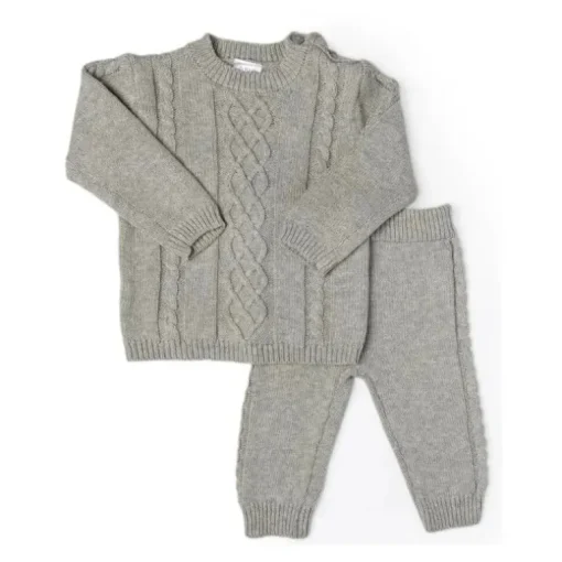 Rose Textile - Conjunto de malha cinza unissex para bebê 2 unidades