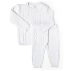 Rose Textile - Conjunto de malha branca unissex para bebê, 2 unidades