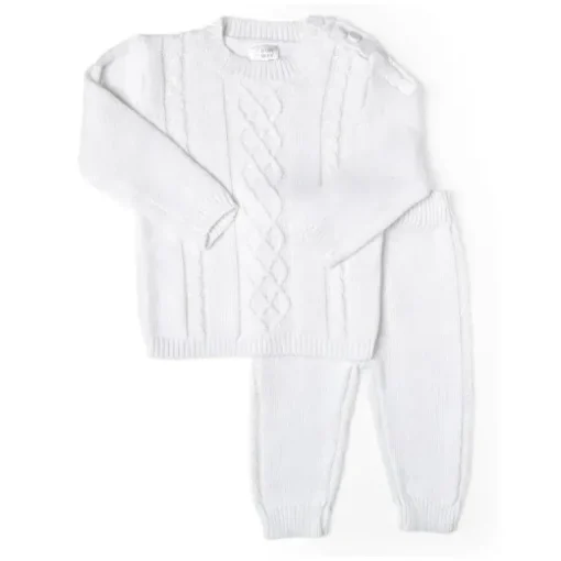Rose Textile - Conjunto de malha branca unissex para bebê, 2 unidades