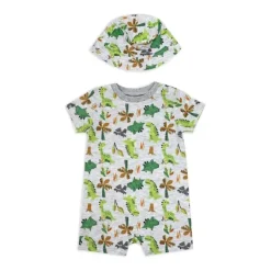 Rose Textile - Conjunto de 2 macacões para bebês meninos dinossauros
