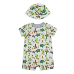 Rose Textile - Conjunto de macacão dinossauros para bebês meninos 2Pk