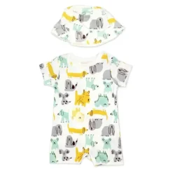 Rose Textile - Conjunto de 2 macacões para bebês meninos e cachorros