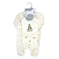 Rose Textile - Conjunto de veludo de girafa neutra para bebês com 5 unidades