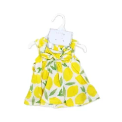 Rose Textile - Conjunto de 2 vestidos e faixas de cabeça em malha limão