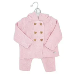 Rose Textile - Conjunto de malha com capuz rosa para meninas, 2 unidades