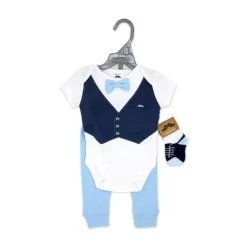 Rose Textile - Conjunto de gravata borboleta azul para meninos
