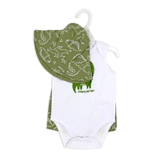 Rose Textile - Conjunto de chapéu de sol dinossauro para bebê menino 3Pk