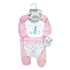 Rose Textile - Conjunto de 5 peças de veludo de coelho para meninas