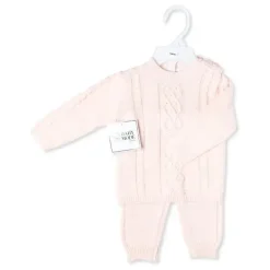 Rose Textile - Conjunto de 2 peças de malha rosa para bebê menina