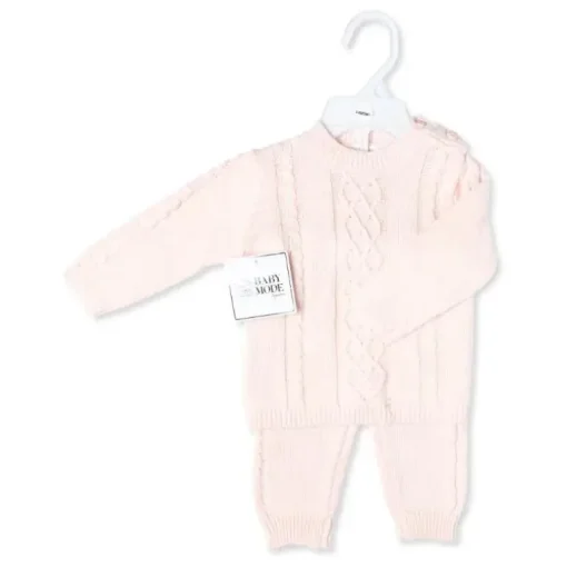 Rose Textile - Conjunto de 2 peças de malha rosa para bebê menina