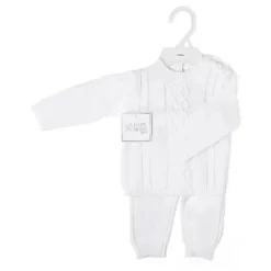 Rose Textile - Conjunto de malha branca unissex para bebê, 2 unidades
