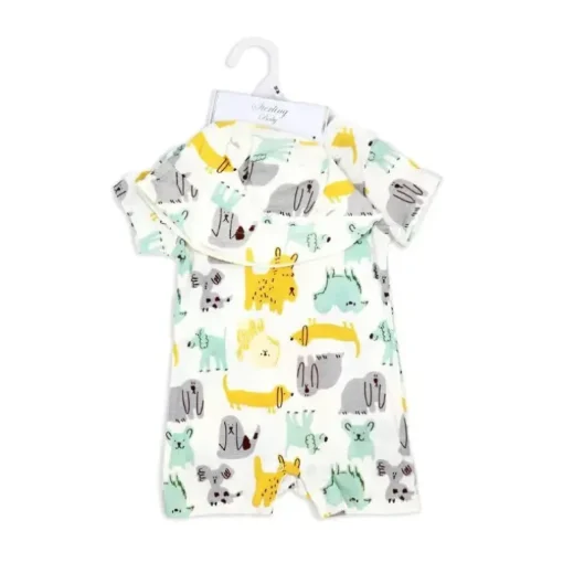 Rose Textile - Conjunto de 2 macacões para bebês meninos e cachorros
