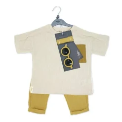 Rose Textile - Conjunto de 3 calças bege para meninos