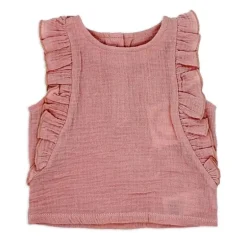 Rose Textile - Conjunto de 3 peças de história curta rosa Tod Gauze para meninas