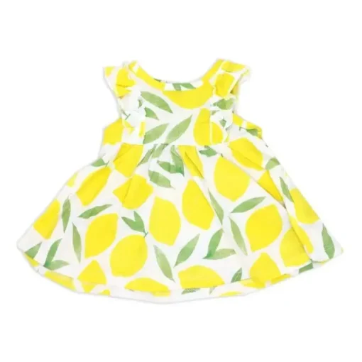 Rose Textile - Conjunto de 2 vestidos e faixas de cabeça em malha limão