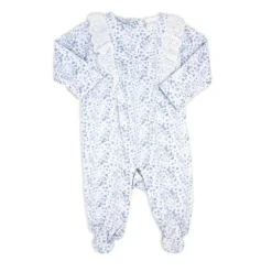 Rose Textile - Macacão de dormir floral azul para meninas