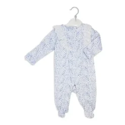 Rose Textile - Macacão de dormir floral azul para meninas