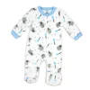 Rose Textile - Macacão de lã estampado para bebês meninos, elefante azul