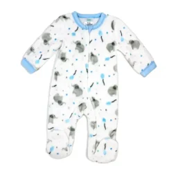 Rose Textile - Macacão de lã estampado para bebês meninos, elefante azul