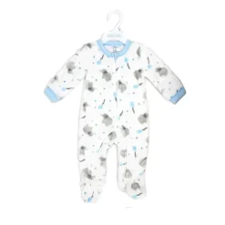 Rose Textile - Macacão de lã estampado para bebês meninos, elefante azul