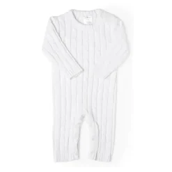 Rose Textile - Macacão de malha branca de algodão unissex para bebê