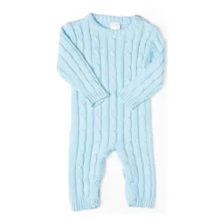Rose Textile - Macacão de malha azul de algodão para bebê menino