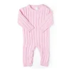 Rose Textile - Macacão de malha rosa de algodão para bebê menina