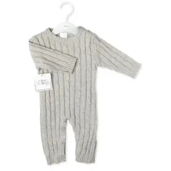 Rose Textile - Macacão de malha cinza de algodão unissex para bebê