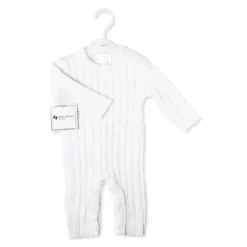 Rose Textile - Macacão de malha branca de algodão unissex para bebê