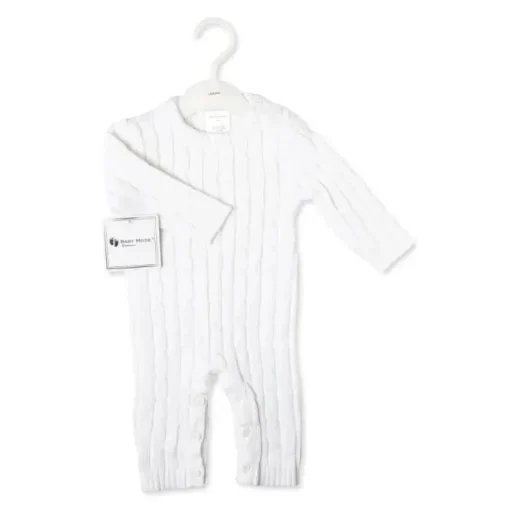 Rose Textile - Macacão de malha branca de algodão unissex para bebê