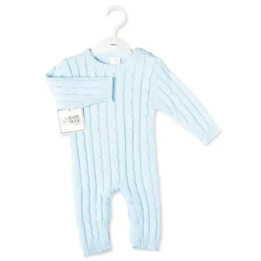 Rose Textile - Macacão de malha azul de algodão para bebê menino