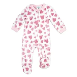 Rose Textile - Pijama de lã estampado com corações rosa para meninas