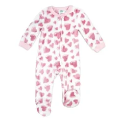 Rose Textile - Pijama de lã estampado com corações rosa para meninas