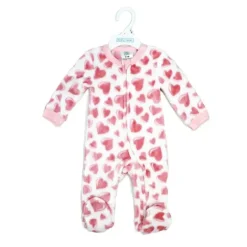 Rose Textile - Pijama de lã estampado com corações rosa para meninas