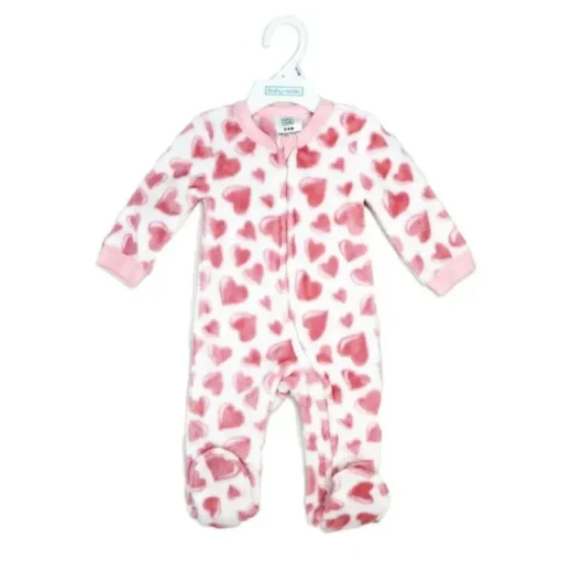Rose Textile - Pijama de lã estampado com corações rosa para meninas