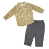 Rose Textile - 2Pk Baby Boys Gauze Pant Set, Beige Plaid