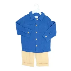 Rose Textile - 2Pk Baby Boys Gauze Pant Set, Demon Blue