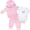 Rose Textile - 3Pk Velour Jacket Set, Pink I Love Mommy - Kitty - 3M