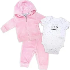 Rose Textile - 3Pk Velour Jacket Set, Pink I Love Mommy - Kitty - 3M