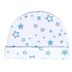 Rose Textiles - 100% Algodão Orgânico Pacote com 5 - Conjunto de Chapéu e Luva, Estrela Azul