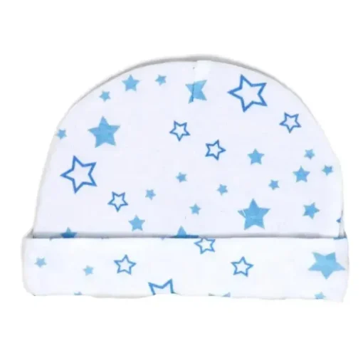 Rose Textiles - 100% Algodão Orgânico Pacote com 5 - Conjunto de Chapéu e Luva, Estrela Azul