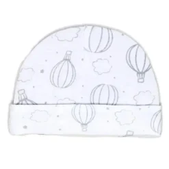Rose Textiles - 100% Algodão Orgânico Pacote com 5 - Conjunto de Chapéu e Luva, Balão de Ar Quente Cinza