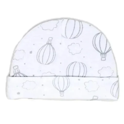 Rose Textiles - 100% Algodão Orgânico Pacote com 5 - Conjunto de Chapéu e Luva, Balão de Ar Quente Cinza