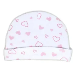 Rose Textiles - 100% Algodão Orgânico Pacote com 5 - Conjunto de Chapéu e Luva, Coração Rosa