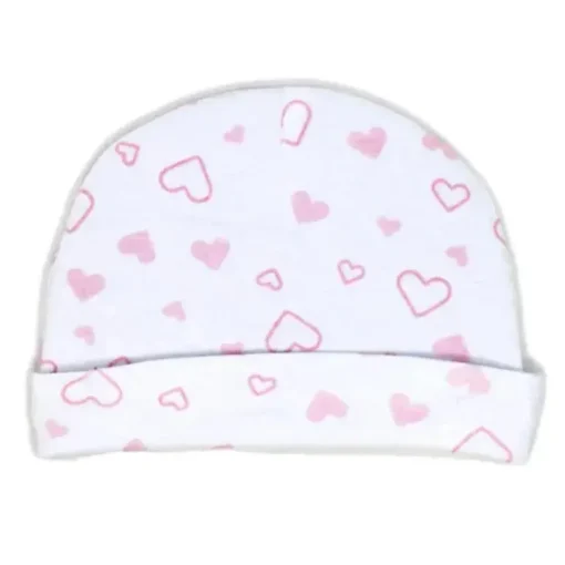 Rose Textiles - 100% Algodão Orgânico Pacote com 5 - Conjunto de Chapéu e Luva, Coração Rosa
