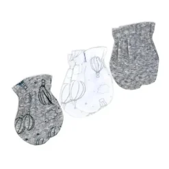 Rose Textiles - 100% Algodão Orgânico Pacote com 5 - Conjunto de Chapéu e Luva, Balão de Ar Quente Cinza