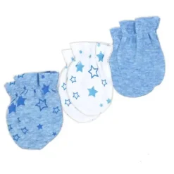 Rose Textiles - 100% Algodão Orgânico Pacote com 5 - Conjunto de Chapéu e Luva, Estrela Azul
