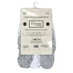 Rose Textiles - 100% Algodão Orgânico Pacote com 5 - Conjunto de Chapéu e Luva, Balão de Ar Quente Cinza
