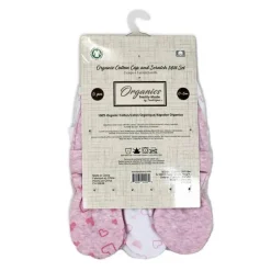 Rose Textiles - 100% Algodão Orgânico Pacote com 5 - Conjunto de Chapéu e Luva, Coração Rosa